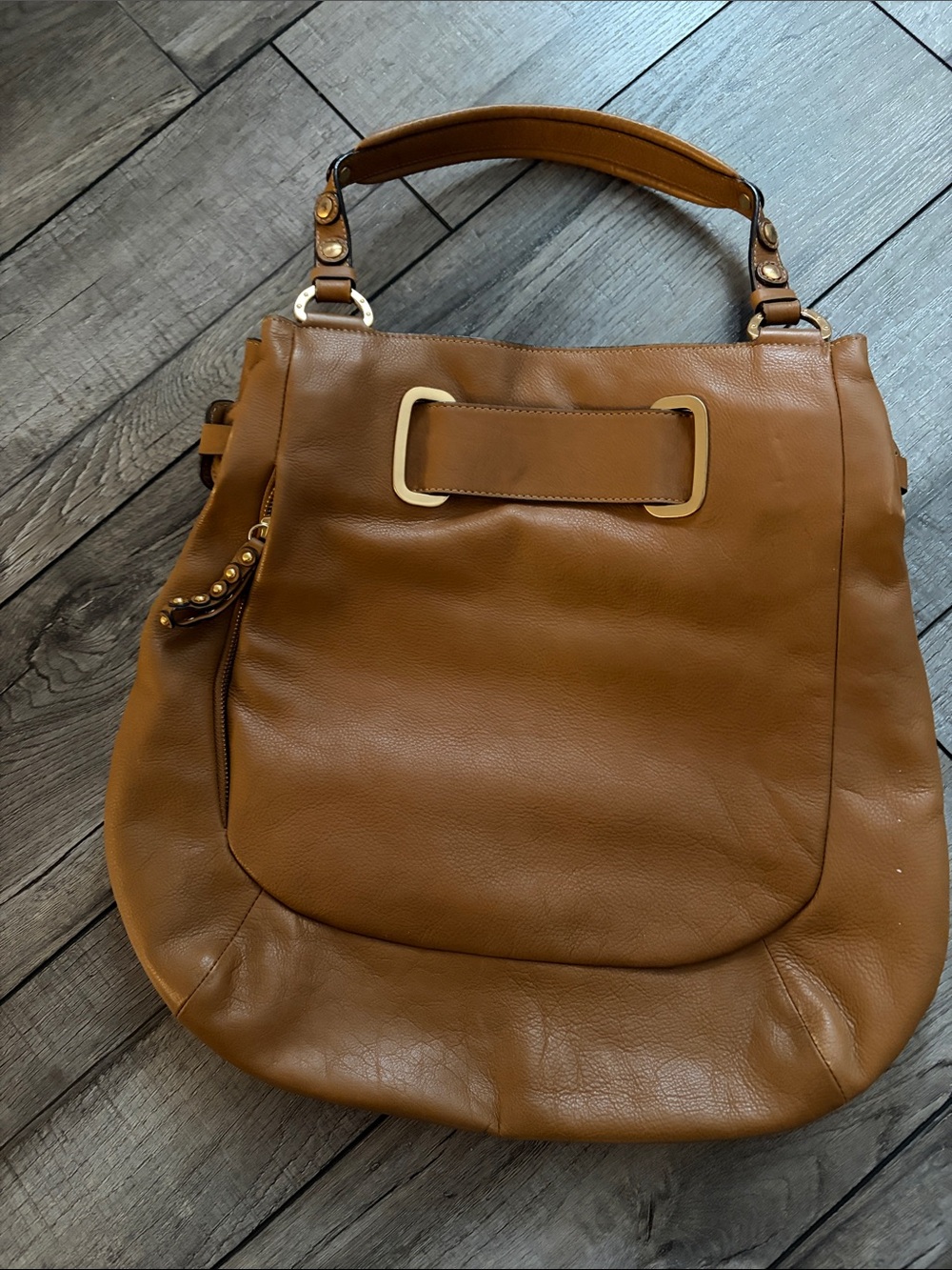 Classic Leather Hobo Bag in Cognac Brown